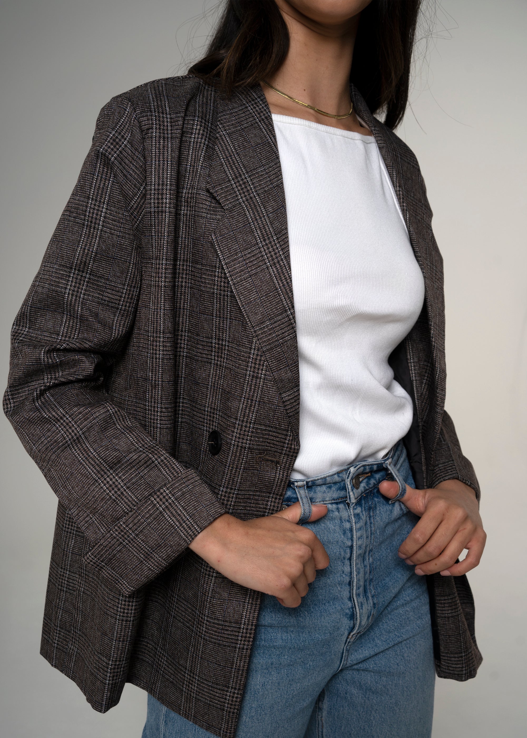 Grey checked deals womens blazer