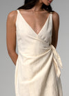 Métier Wrap Dress in cream – cotton-linen summer essential with adjustable straps
