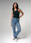 Moto Racerback Green Ribbed Cotton Tank