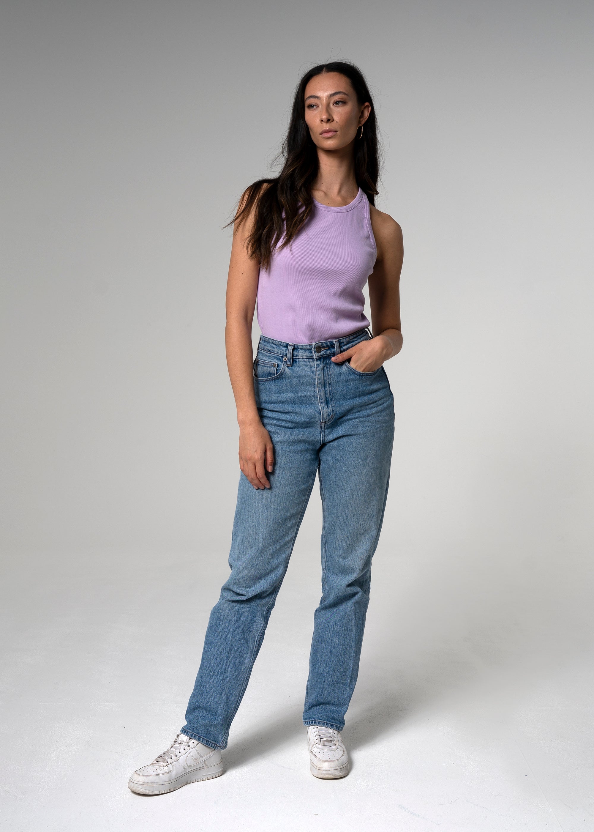 Moto Racerback Lilac Purple Ribbed Cotton Tank