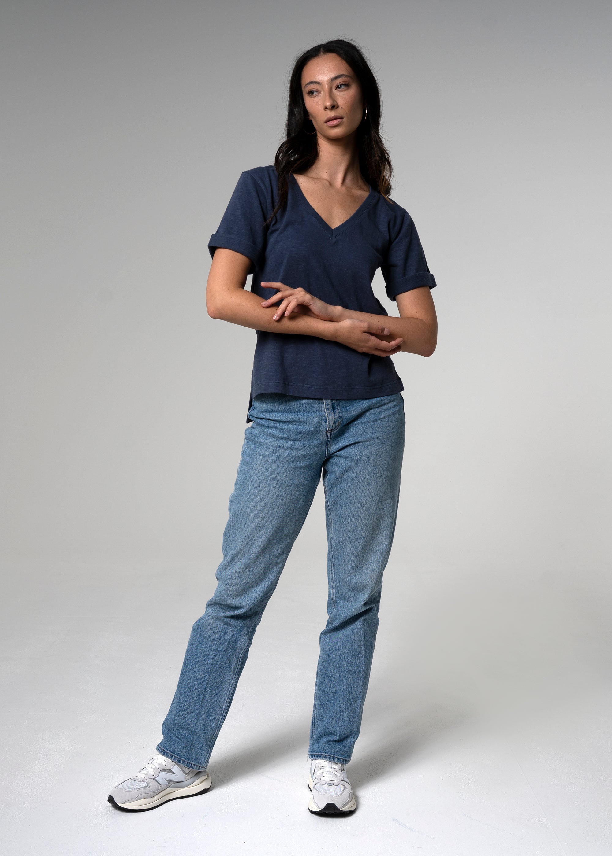 Premier VNeck Navy Cotton Tshirt