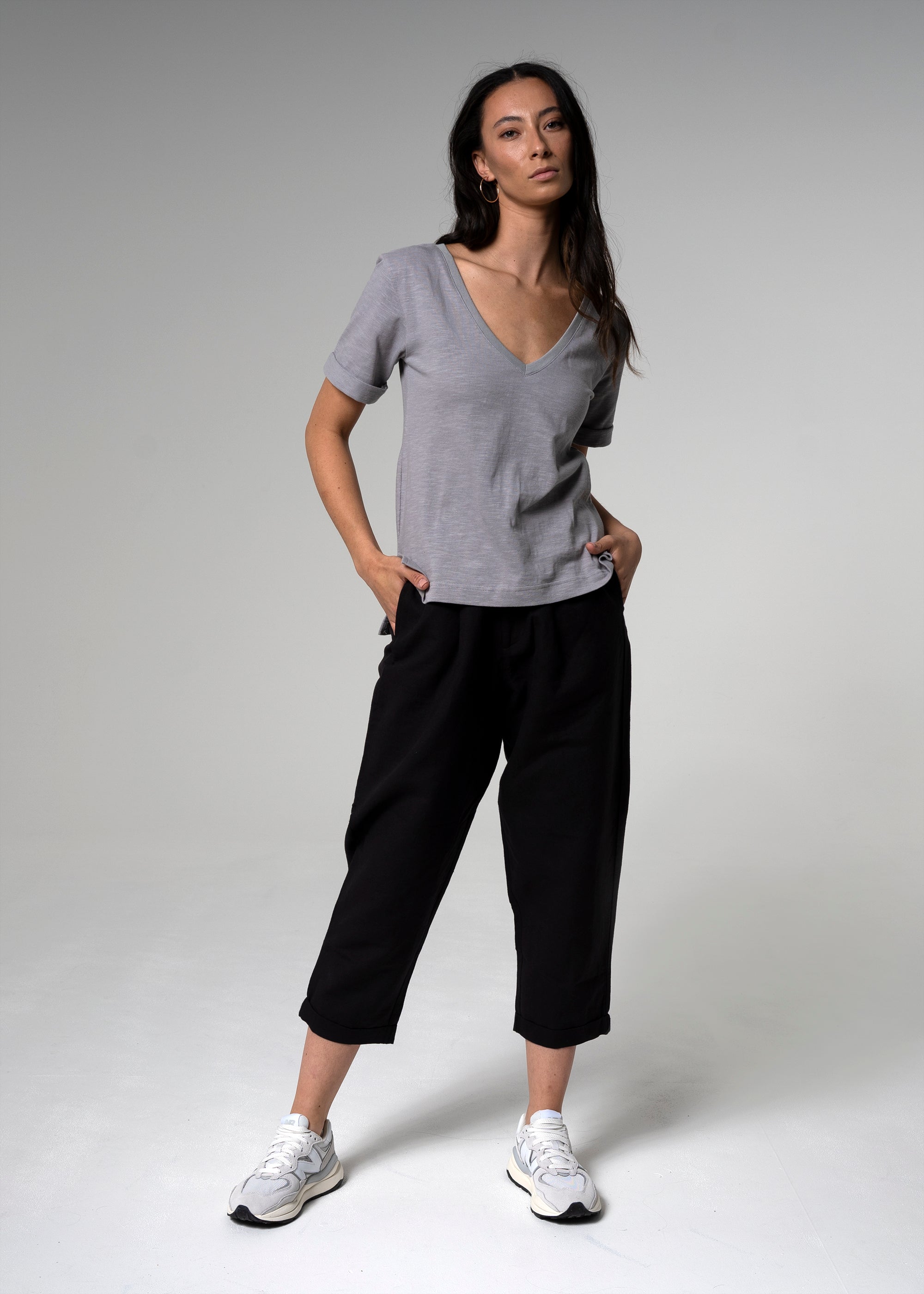 Premier VNeck Grey Cotton Tshirt