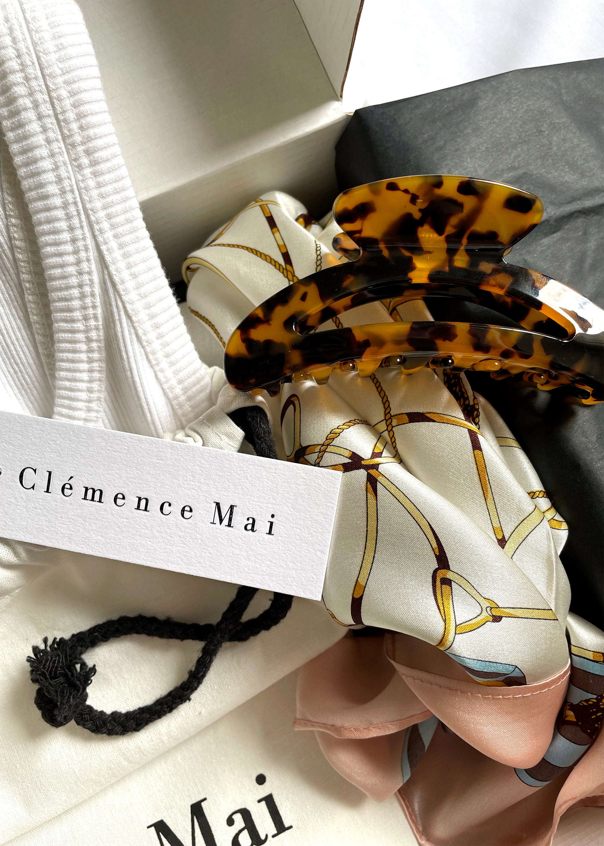 Parisian Box Set - 1 Silk Scarf, Moto &amp; Sentier Tanks, Anaïs Claw Clip